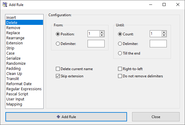 ReNamer Delete rule.png