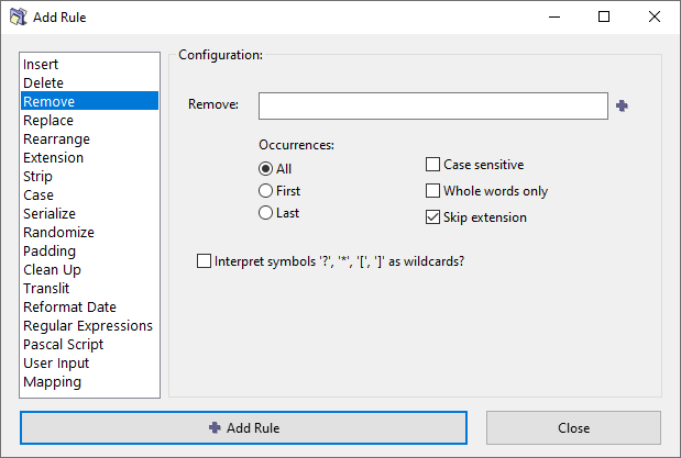 ReNamer Remove rule.png