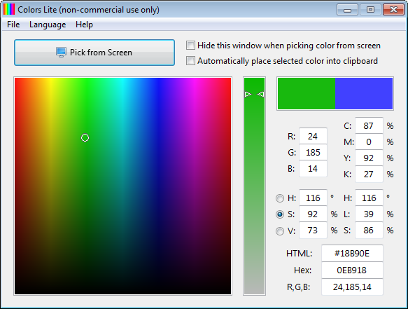 Screenshot of Colors